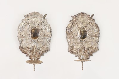 Lot 620 - A pair of Victorian silver-plated wall sconces by Elkington & Co.