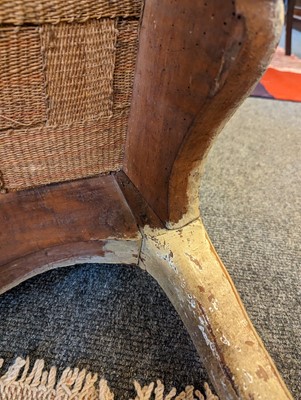 Lot 53 - A Régence painted walnut fauteuil