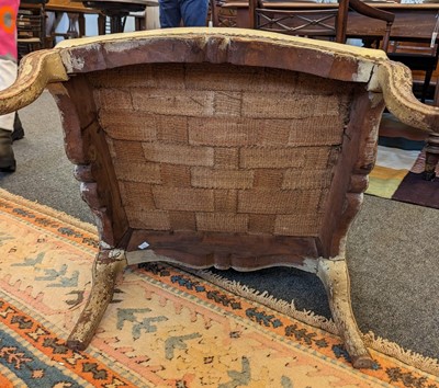 Lot 53 - A Régence painted walnut fauteuil