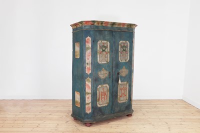 Lot 55 - A painted pine marriage cabinet