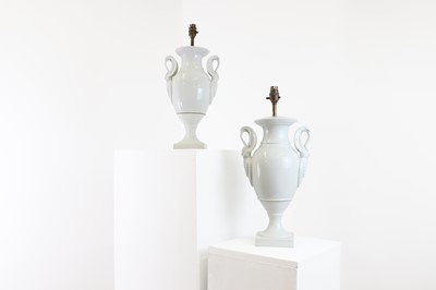 Lot 69 - A pair of Limoges blanc de Chine table lamps