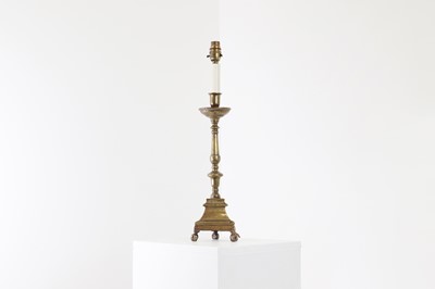 Lot 72 - A brass pricket candlestick