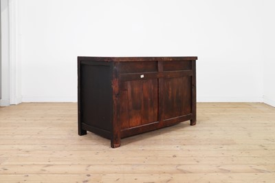 Lot 4 - A red-lacquered elm side cabinet