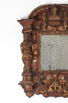 Lot 45 - A Renaissance-style painted and parcel-gilt tabernacle mirror