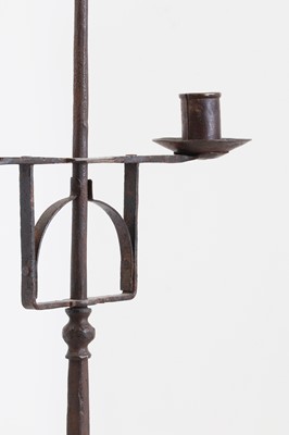 Lot 15 - A pair of wrought iron pricket candelabra