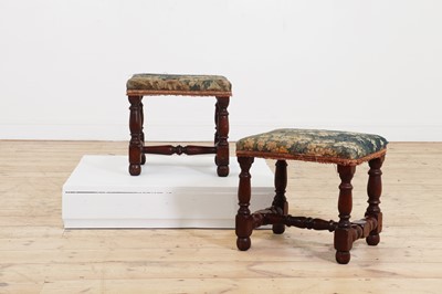 Lot 28 - A matched pair of oak stools