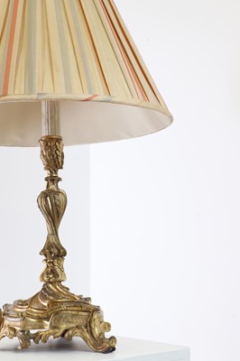 Lot 25 - A Louis XV-style ormolu candlestick lamp