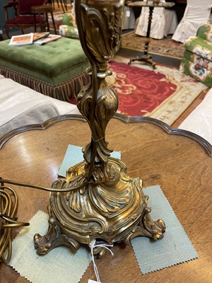 Lot 25 - A Louis XV-style ormolu candlestick lamp