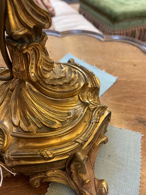 Lot 25 - A Louis XV-style ormolu candlestick lamp