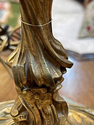 Lot 25 - A Louis XV-style ormolu candlestick lamp