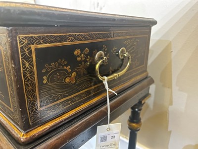 Lot 22 - An export black-lacquered writing box