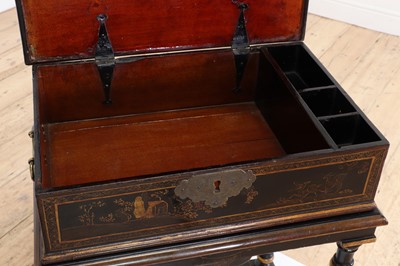 Lot 22 - An export black-lacquered writing box