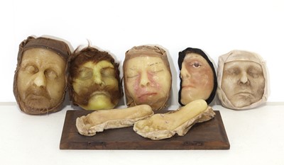 Lot 398 - A collection of five Victorian waxwork death masks