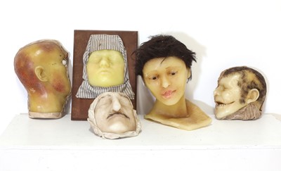 Lot 397 - A collection of five Victorian waxwork death masks