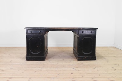 Lot 140 - An ebonised oak partners' desk