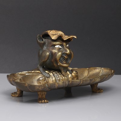 Lot 71 - A bronze inkwell