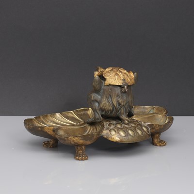 Lot 71 - A bronze inkwell
