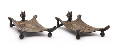 Lot 236 - A pair of bronze card trays