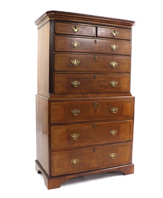 Lot 440 - A George II walnut chest on chest