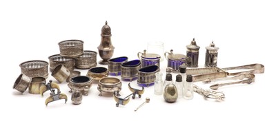 Lot 55 - A large collection of silver cruet items