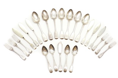 Lot 54 - A collection of silver Fiddle pattern flatware