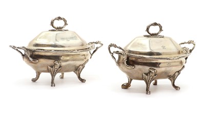 Lot 23 - A pair of George IV silver sauce tureens