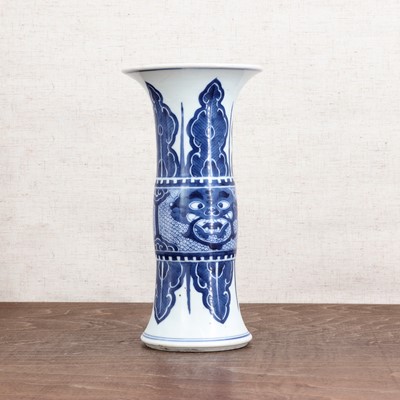 Lot 67 - A Chinese blue and white gu vase