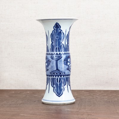 Lot 67 - A Chinese blue and white gu vase