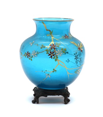 Lot 196 - A French Aesthetic period enamelled glass vase