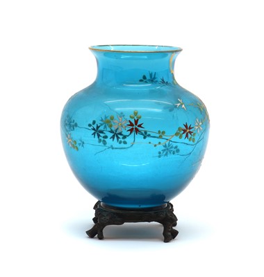 Lot 196 - A French Aesthetic period enamelled glass vase