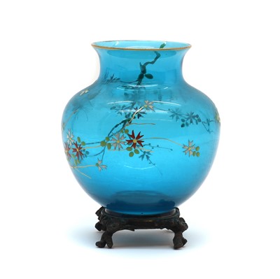 Lot 196 - A French Aesthetic period enamelled glass vase