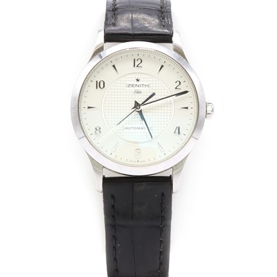 Lot 320 - A gentlemen's stainless steel Zenith Class Elite automatic strap watch