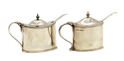 Lot 31 - A matched pair of silver oval drum salts