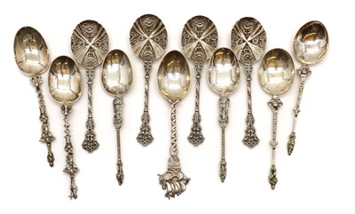 Lot 77 - A group of eleven Dutch silver ornamental spoons