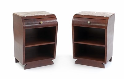 Lot 491 - A pair of Art Deco walnut bedside tables