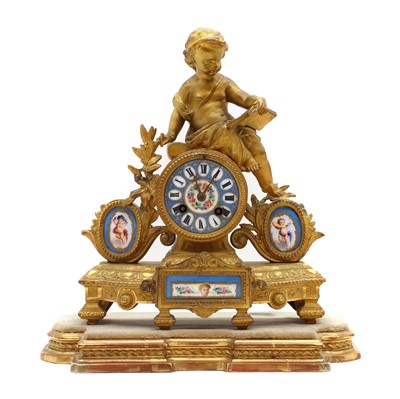 Lot 218 - A French Sevres style mantel clock