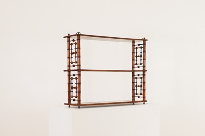 Lot 195 - A set of walnut, faux bamboo, wall shelves