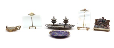 Lot 239 - A collection of champlevé enamel desk items