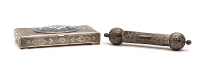 Lot 43 - An Iranian silver and enamelled box
