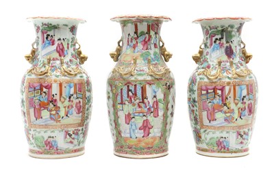 Lot 82 - A group of three Chinese famille rose porcelain vases
