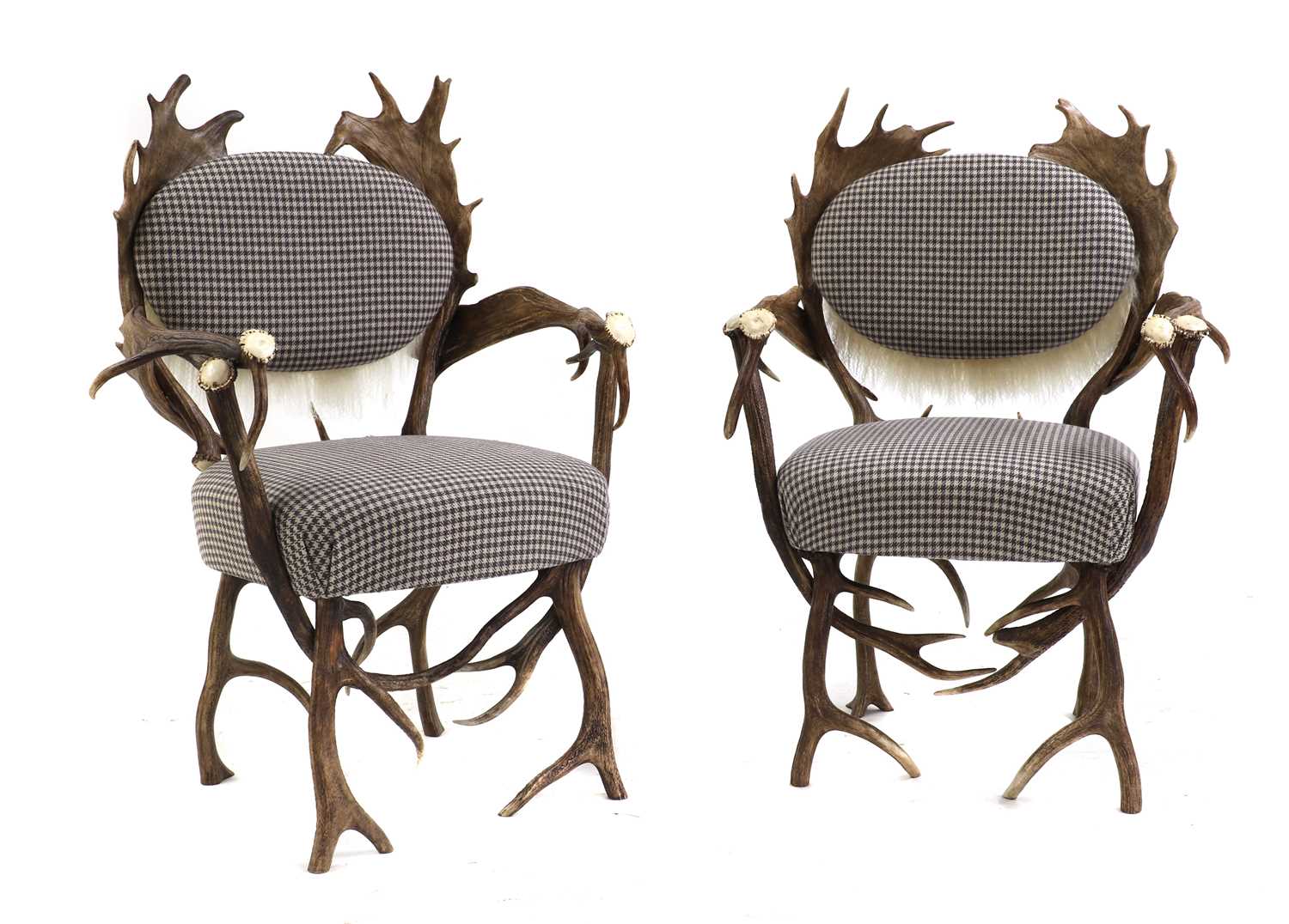Lot 453 - A pair of antler chairs