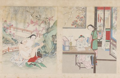 Lot 235 - Two Chinese erotic woodblock prints