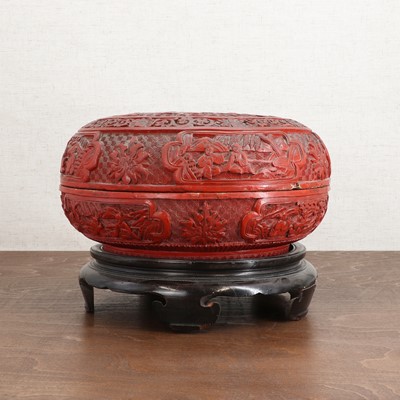 Lot 227 - A Chinese cinnabar-lacquered box and cover