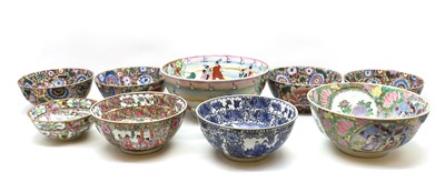 Lot 112 - A collection of Chinese porcelain punch bowls