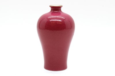 Lot 121 - A Chinese pink-enamelled meiping vase
