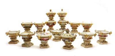 Lot 167 - A large collection of Derby porcelain pot pourri vases