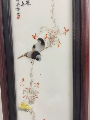 Lot 98 - Two pairs of Chinese porcelain plaques