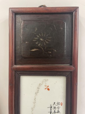 Lot 98 - Two pairs of Chinese porcelain plaques