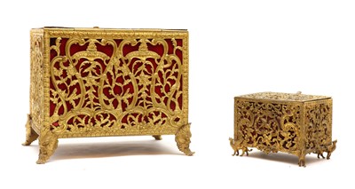 Lot 313 - A French brass casket