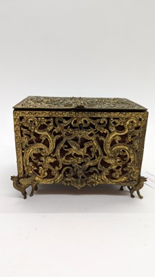 Lot 313 - A French brass casket